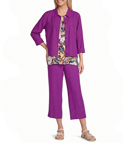 Allison Daley Long Sleeve Button Front Point Collar Soft Coordinating Jacket