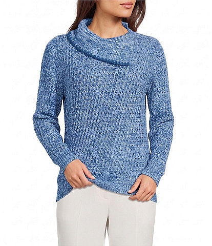 Allison Daley Long Sleeve Cowl Neck Rib Trim Sweater