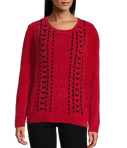 Allison Daley Long Sleeve Crew Neck Ribbon Sweater