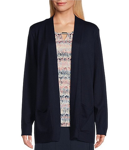 Allison Daley Long Sleeve Open Front Patch Pocket Cardigan