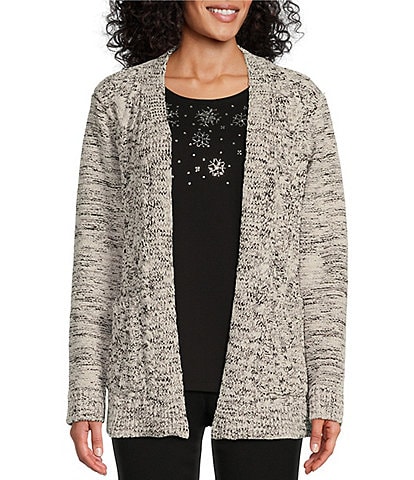 Allison Daley Long Sleeve Open Front Patch Pocket Cardigan