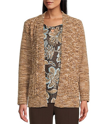 Allison Daley Long Sleeve Open Front Patch Pocket Cardigan