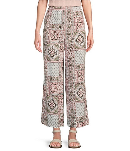 Allison Daley Paisley Patch Elastic Waist Pull-On Crop Pants