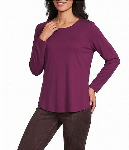 Allison Daley Petite Size Long Sleeve Crew Neck Knit Top
