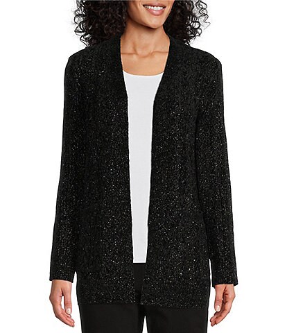 Allison Daley Petite Size Long Sleeve Open Front Chenille Cardigan