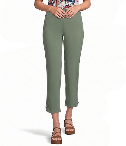 Allison Daley Petite Size Stretch Pull-On Straight Leg Crop Pants