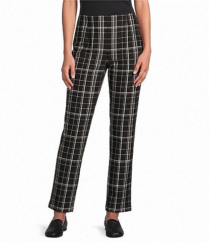Allison Daley Plaid Straight Leg Pull-On Ponte Pants
