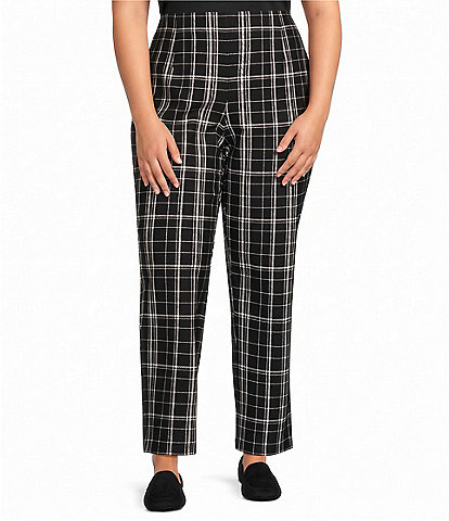 Allison Daley Plus Plaid Straight Let Pull-On Ponte Pants