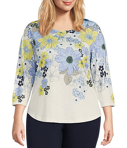  Plus Size Long Sleeve Tops For Women V Neck Criss Cross  Front Style Floral Pirnt Flower Fall Tshisrt Casual Pullover Tunic 5Xl 28W