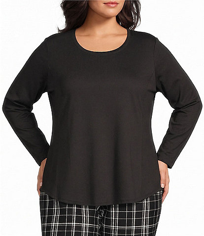 Allison Daley Plus Size Long Sleeve Crew Neck Knit Top