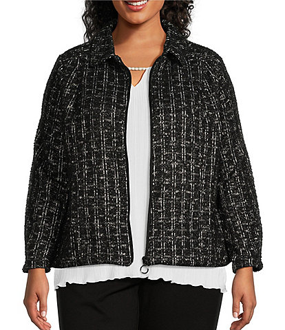 Allison Daley Plus Size Long Sleeve Full Front Zip Front Lined Jacket