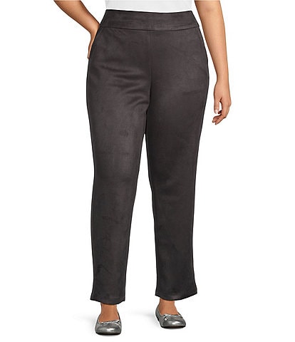 Allison Daley Plus Size Luxe Suede Straight Leg Pull-On Pants