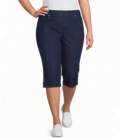 Allison Daley Plus Size Stretch Denim Pull-On Skimmer Pants