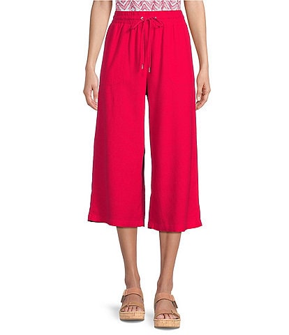 Allison Daley Pomegranate Linen Blend Pull-On Capri Pants
