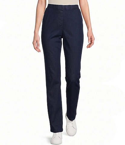 Allison Daley Straight Leg Stretch Denim Elastic Waist Pull-On Pants