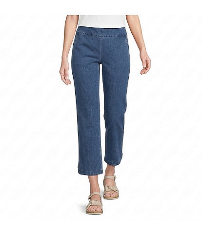 Allison Daley Stretch Denim Pull-On Straight Leg Crop Pants