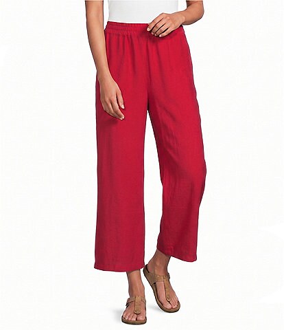 Allison Daley Tango Red Pull-On Crinkle Soft Crop Pants