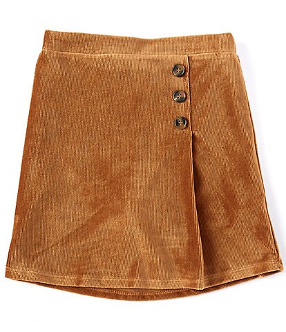 Ally B Big Girls 7-16 Faux Button Stretch Cord Scooter Skirt