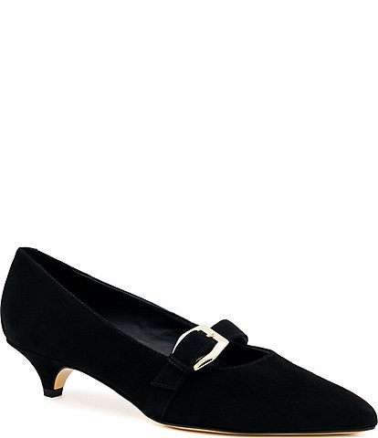 Amalfi Abito Suede Buckle Strap Kitten Heel Pumps