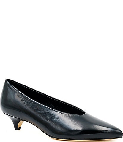Amalfi Accorto Patent Leather Kitten Heel High Vamp Pumps