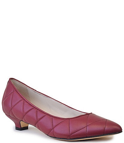Amalfi Albano Leather Quilted Kitten Heel Pumps