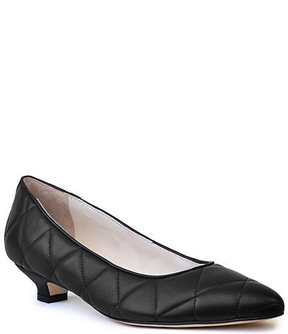 Amalfi Albano Leather Quilted Kitten Heel Pumps