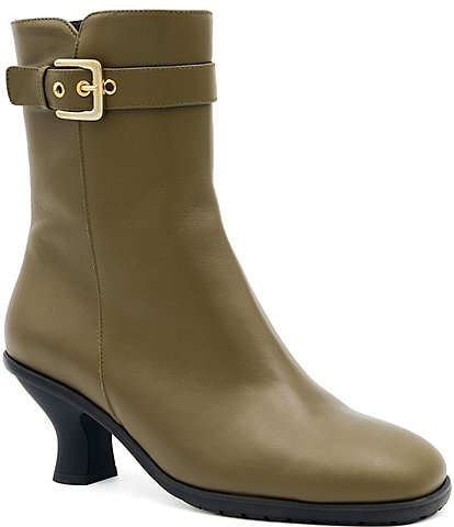 Amalfi Baronessa Leather Buckle Strap Mid Calf Boots