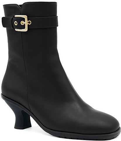 Amalfi Baronessa Leather Buckle Strap Mid Calf Boots