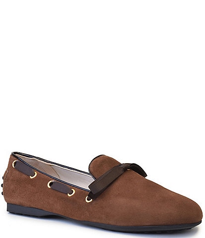 Amalfi Delta Suede Bow Detail Driver Loafers
