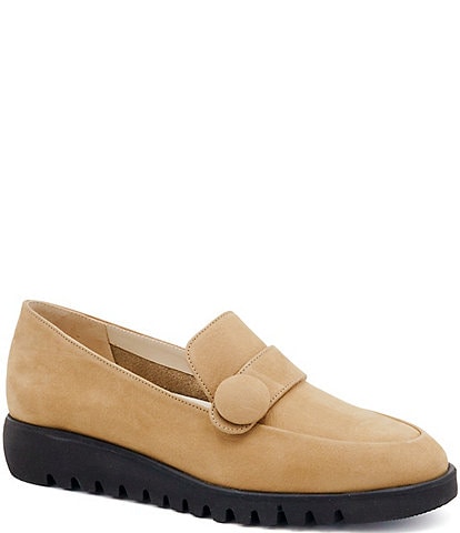 Amalfi Eco Suede Button Wedge Loafers