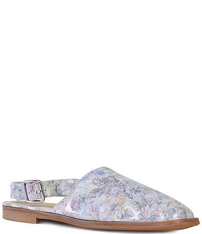 Amalfi Gelso Floral Print Leather Sling Flats