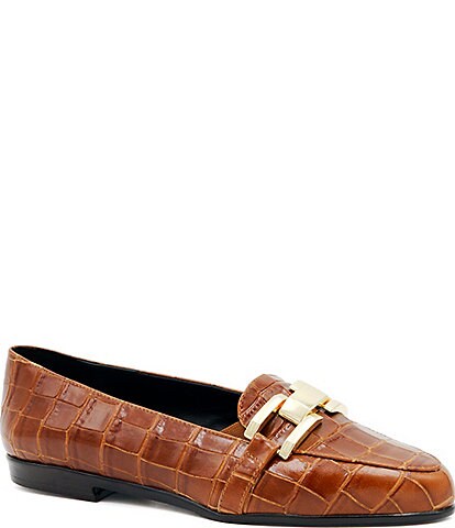 Amalfi Occhiello Croco Embossed Chain Link Loafers