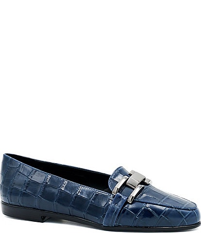Amalfi Occhiello Croco Embossed Chain Link Loafers