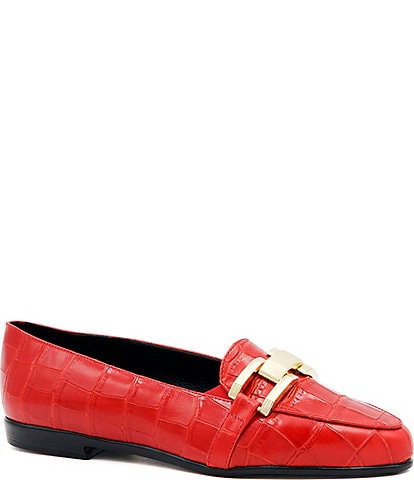 Amalfi Occhiello Croco Embossed Chain Link Loafers