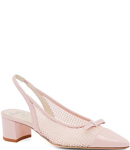 Amalfi Pacato Leather Bow Pointed Toe Slingback Pumps