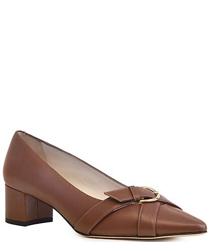 Amalfi Pacifico Leather Buckled Strap Pumps