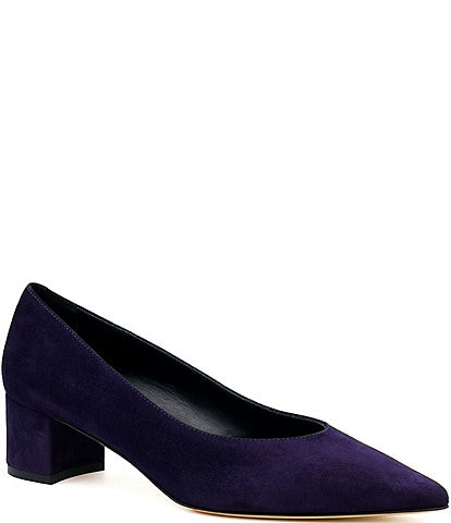 Amalfi Panorama Suede Pointed Toe Block Heel Pumps