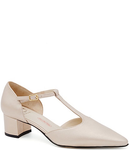 Amalfi Pipistrello Leather T Strap Pumps