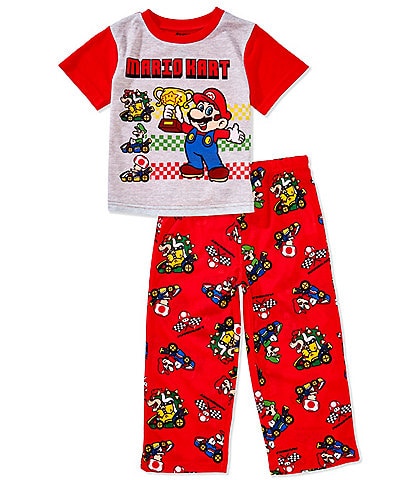 AME Little/Big Boys 4-10 Mario Short-Sleeve Color Block Pajama T-Shirt & Coordinating Pajama Pant Set