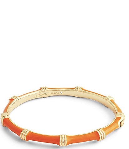 Anabel Aram Gold Bamboo Enameled Hinge Bangle Bracelet