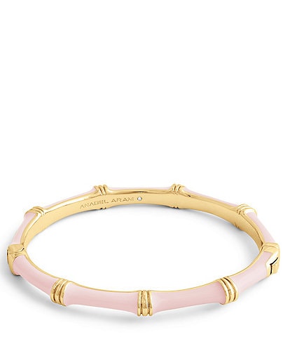 Anabel Aram Gold Bamboo Enameled Hinge Bangle Bracelet