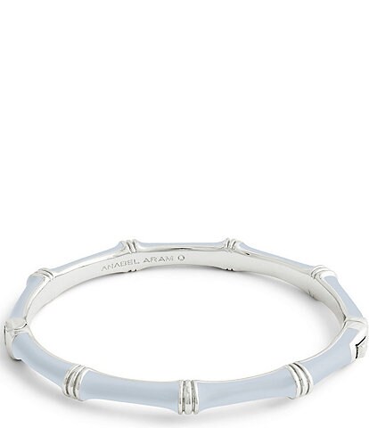 Anabel Aram Silver Bamboo Enameled Hinge Bangle Bracelet
