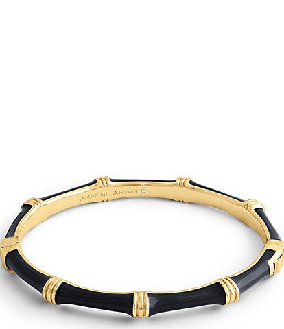 Anabel Aram Gold Bamboo Enameled Hinge Bangle Bracelet