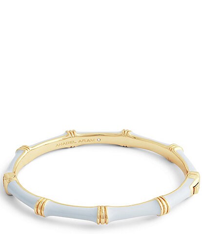 Anabel Aram Gold Bamboo Enameled Hinge Bangle Bracelet