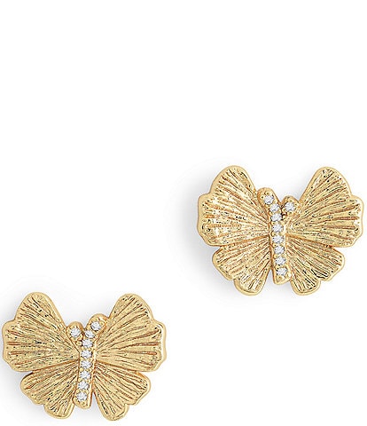 Anabel Aram Butterfly Crystal Stud Gold Earrings