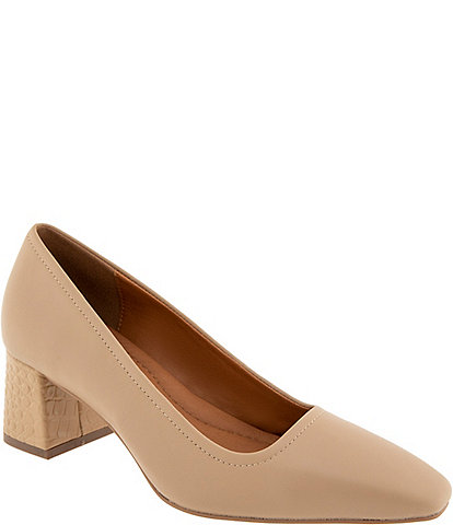 Andre Assous Amelia Leather Snip Toe Croco Heel Pumps