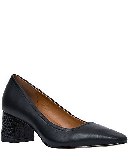 Andre Assous Amelia Leather Snip Toe Croco Heel Pumps