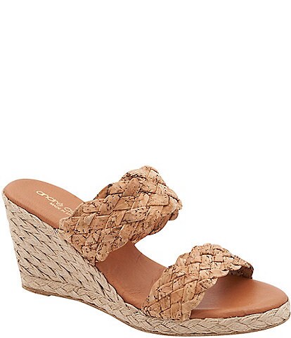 Andre Assous Aria Woven Cork Espadrille Wedge Slides