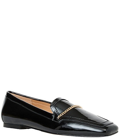Andre Assous Ariane Patent Leather Square Toe Chain Loafers