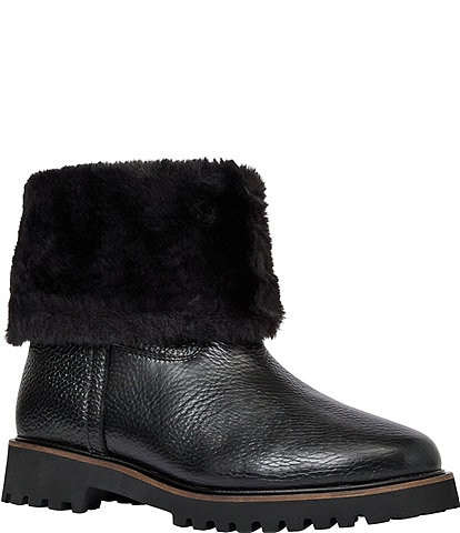 Andre Assous Ayla Leather Faux Shearling Cuff Lug Booties